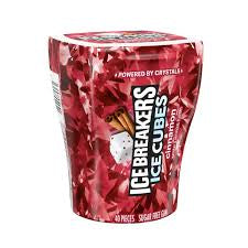 ICE BREAKERS Ice Cubes Cinnamon Sugar Free Chewing Gum Bottle, 3.24 oz (40 Pieces)