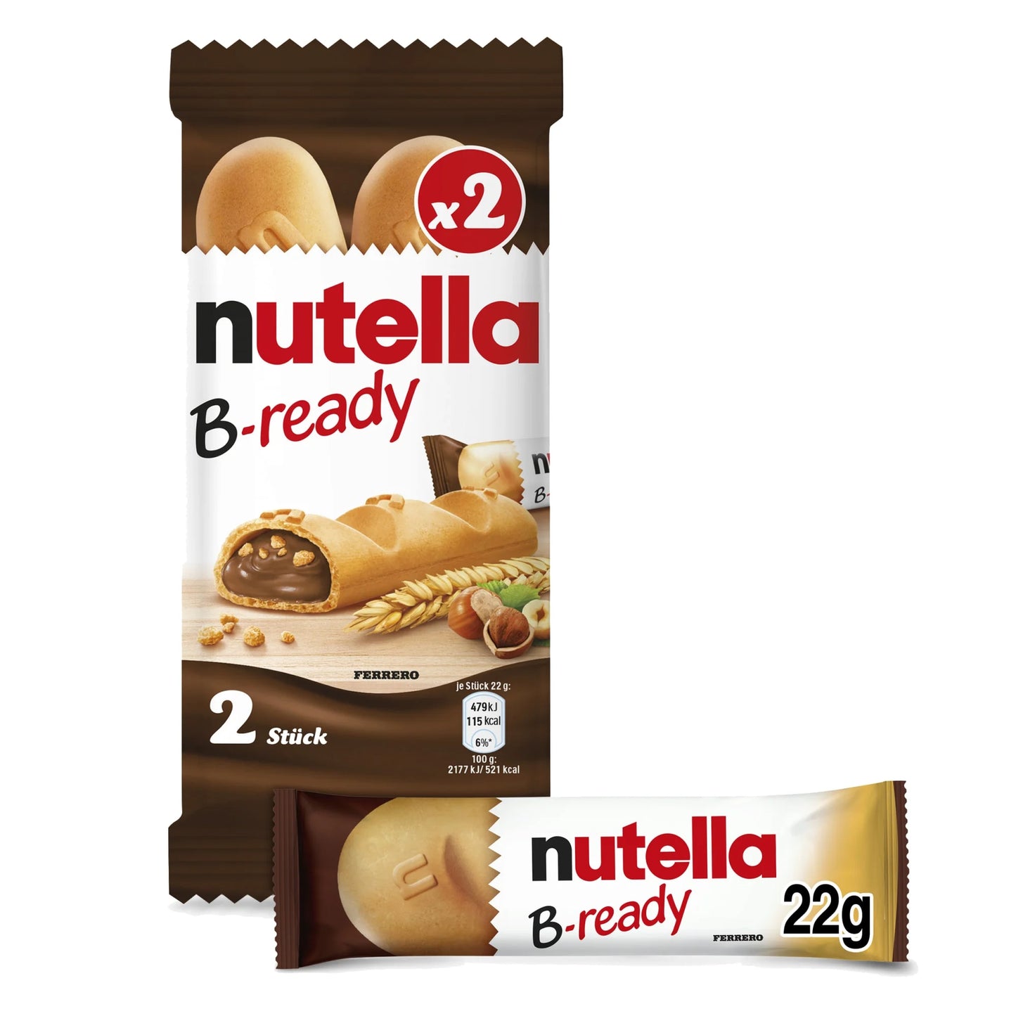 NUTELLA B-READY WAFER FILLED W HAZELNUT SPREAD - 2 PK