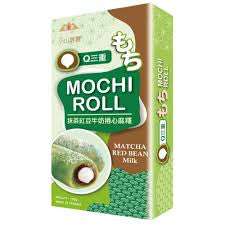 Yi Xi Food Japanese Mochi Roll Matcha Red Bean Milk, mochi sabor matcha rellenos de crema de frijoles rojos de 150g