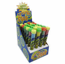 CANDY TEST TUBES - CRYSTAL SOUR CANDY IN DISPLAY