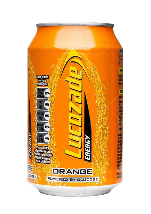 Lucozade Orange Energy Drink 330ml Can (Ireland)
